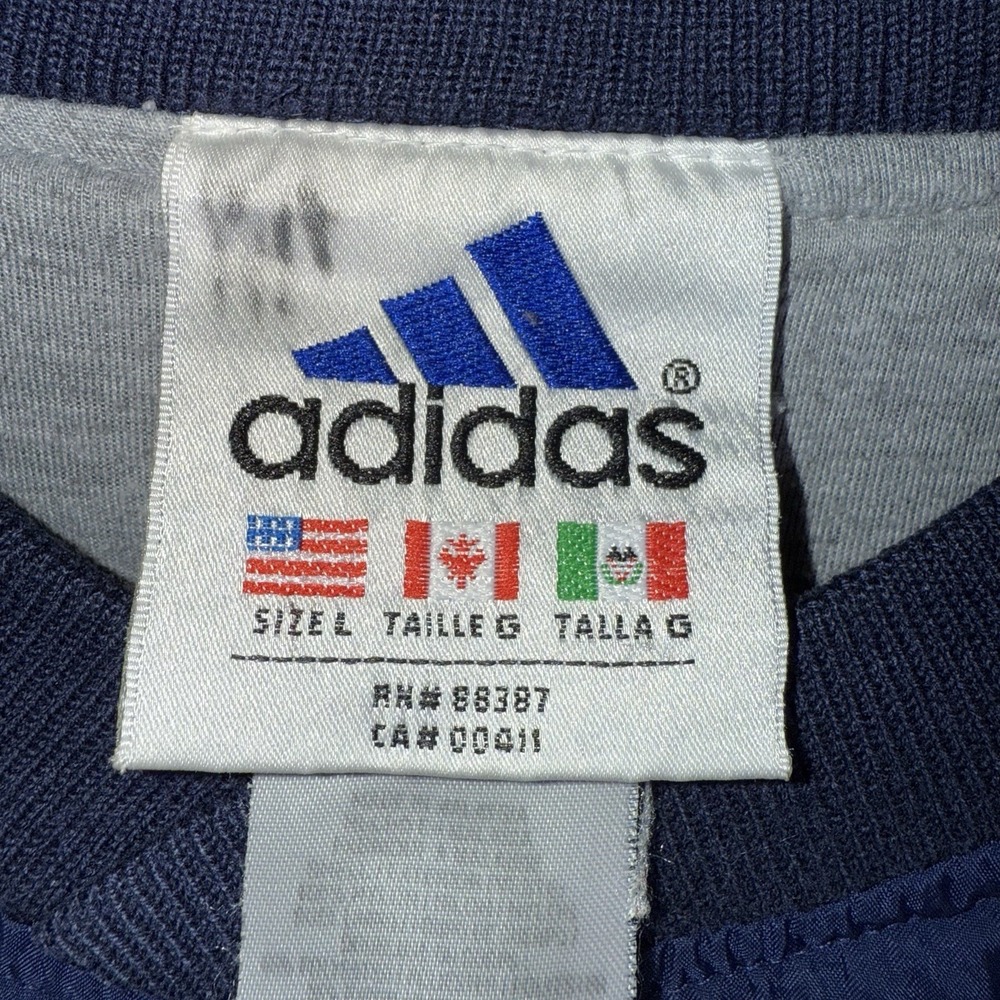 Adidas Windbreaker Jacket Navy Blue White Stripes Men's Size Large Vintage 90s - Picture 4 of 12